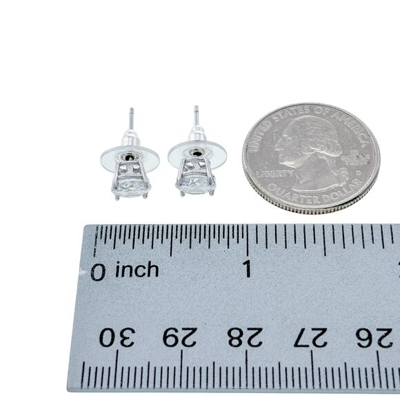 Vintage IBB Sterling Silver 925 7mm Cubic Zirconia Stud Earrings - Picture 3 of 4